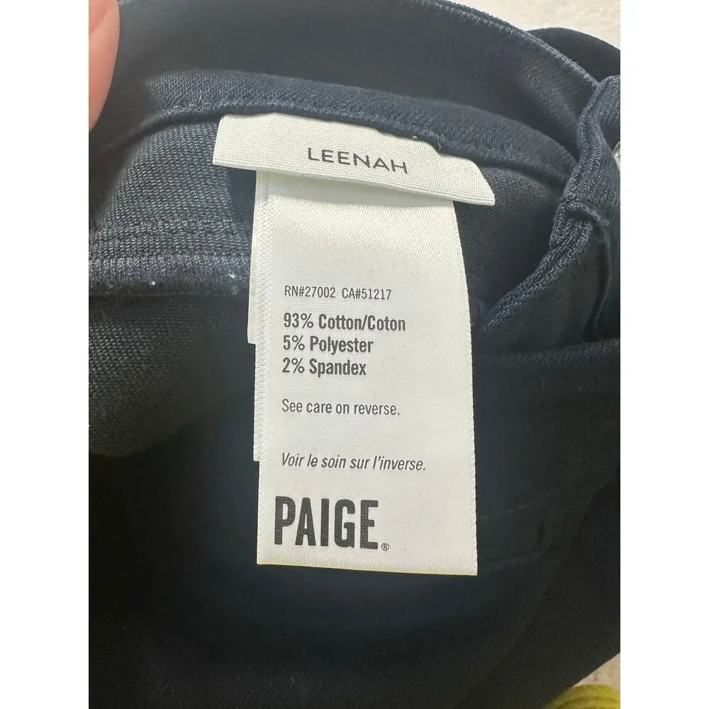 NWT Paige Leenah High Rise Slim Wide Leg Navy Blue Stretch Pants Size 30
